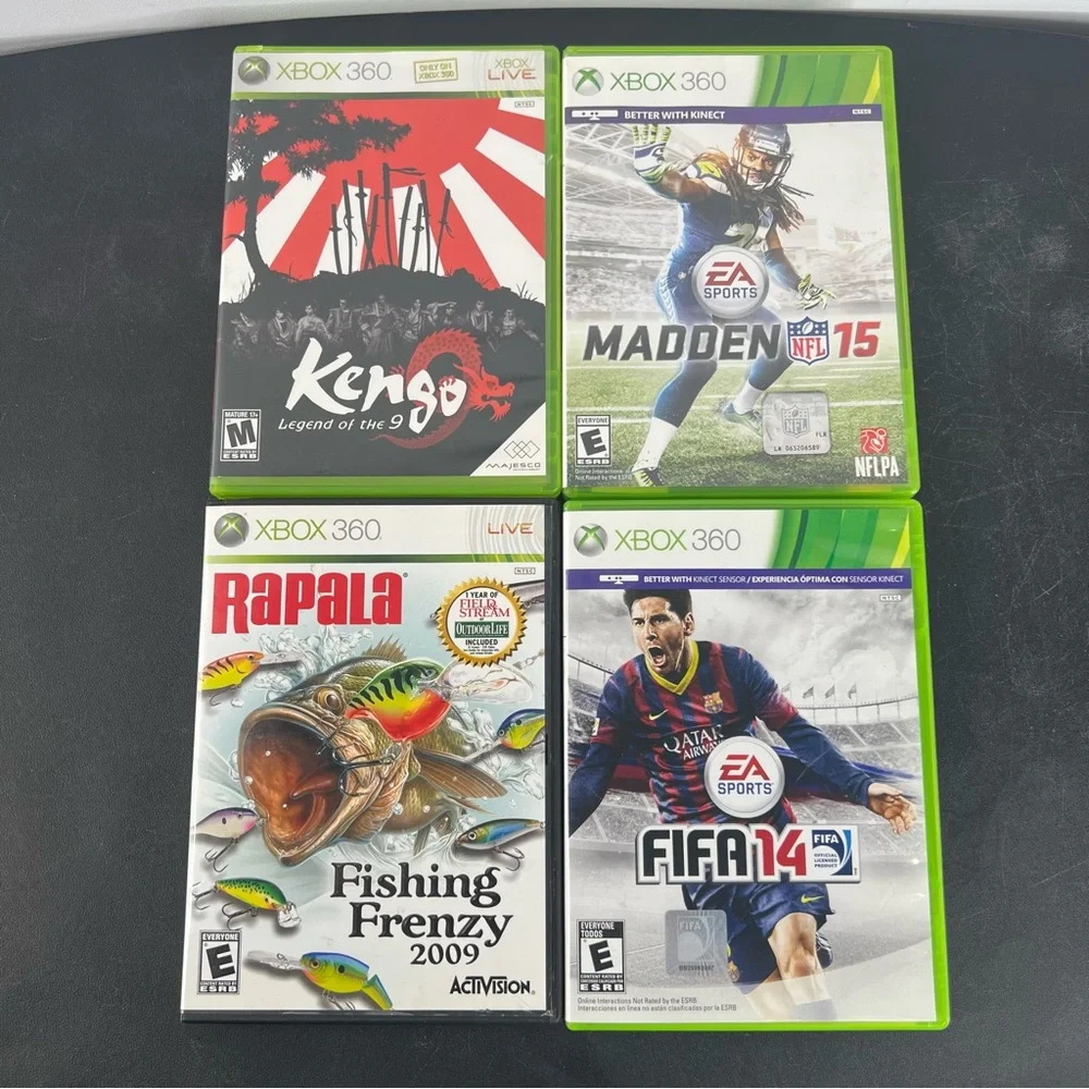 Microsoft Xbox 360 S 4GB Console System Bundle Lot With 8 Games Tested & Working